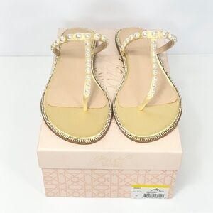 Badgley Mischka Jewel Gold Satin Pearl Sandals